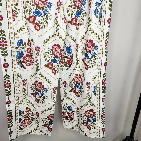 NWT Sezane X Farm Rio Tiago Crop Linen Blend Pant Romantic Garden 42/US Size 10 - Picture 9 of 16